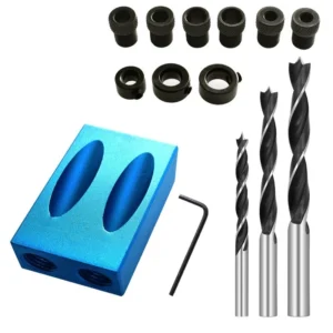 14 Pcs Pocket Hole Jig Kit 15 Degree Angle Drill Guide for Woodworking